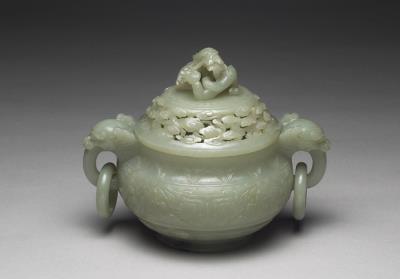 图片[2]-Jade incense burner with animal-mask pattern, Qing dynasty (1644-1911)-China Archive